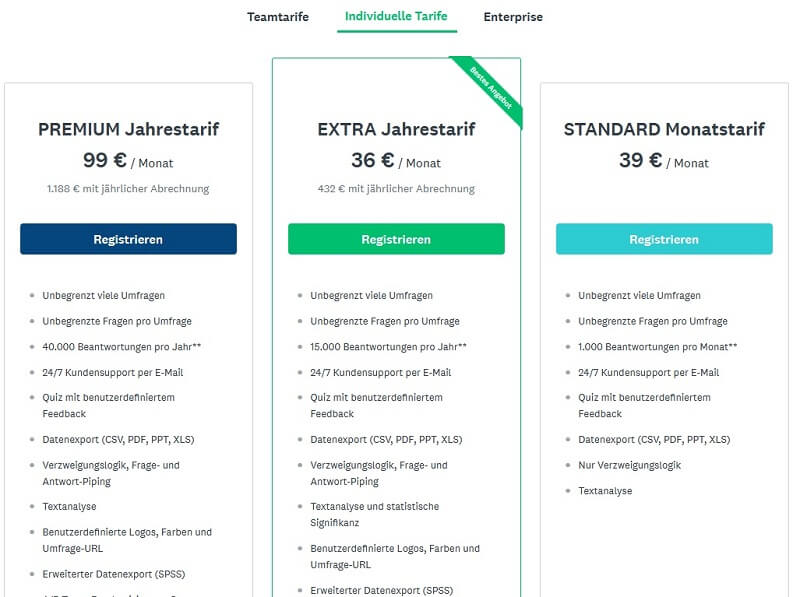 surveymonkey preise kosten individuell