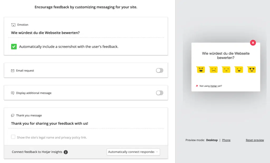 hotjar visuelles feedback